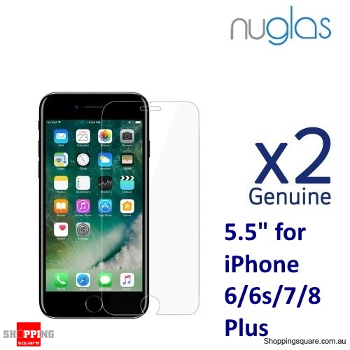 2x NUGLAS 2.5D Clear Tempered Glass Screen Protector for iPhone 6 Plus/6S Plus/7 Plus/8 Plus