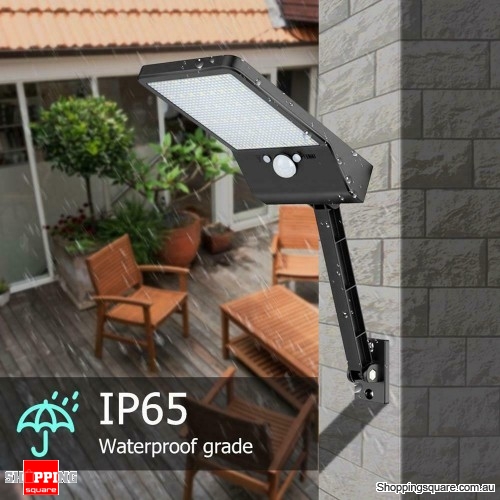 Waterproof 48 LED Solar Wall Light PIR Motion Sensor Outdoor with Remote Control - Black