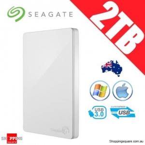 Seagate Backup Plus Slim 2TB 2.5in Portable Hard Disk Drive White