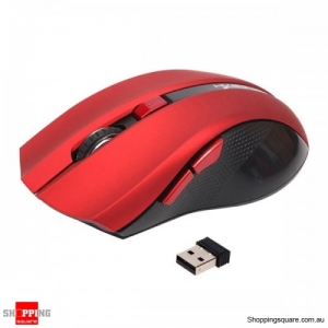 6-Buttons Wireless Mouse 2400DPI ABS 2.4GHz Optical Gaming Mouse - Red