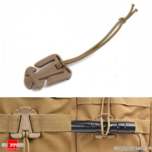 Elastic String Attaching Clamp Retaining Clip-On Buckle Outdoor Camping Travel - Mud