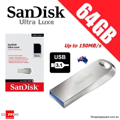 SanDisk Ultra Luxe 64GB USB 3.1 Flash Drive Memory Metallic 150MB/s 