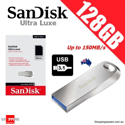 SanDisk Ultra Luxe 128GB USB 3.1 Flash Drive Memory Metallic 150MB/s 