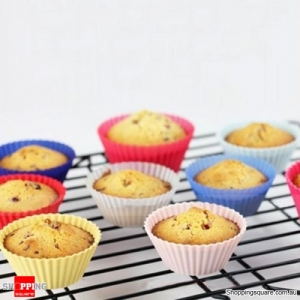 12Pcs Silicone Cake Muffin Baking Cup Cake Cups Kitchen Bakeware Baking Pastry - Random Color
