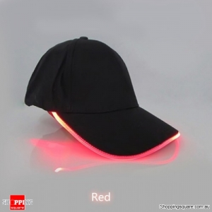 Punk Style LED Light Baseball Cap Luminous Cap Snapback Hat Fiber Optic Hat - Red