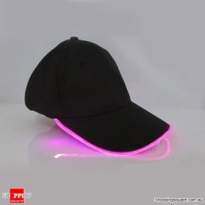 Punk Style LED Light Baseball Cap Luminous Cap Snapback Hat Fiber Optic Hat - Pink