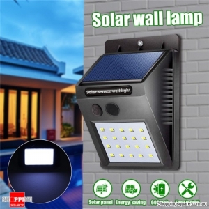 Waterproof 20 LED Solar Power Wall Light Outdoor Light-controlled Garden Security Lamp