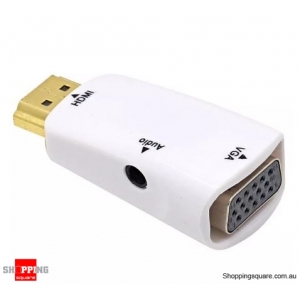 HDMI to VGA Converter With Audio Cable Support HDTV Adapter - White