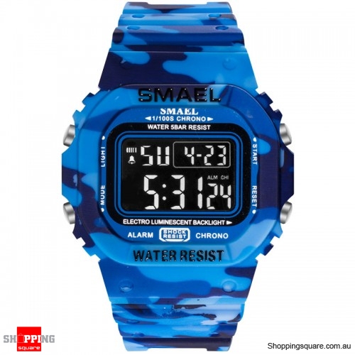 SMAEL 1801 Camouflage Cowboy Style Luminous 5ATM Digital Watch - 5. Ocean Camouflage