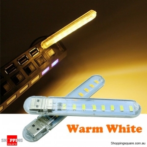 Mini USB 3W SMD5730 Light Lamp Camping 8 LED Night Light DC5V - Warm White