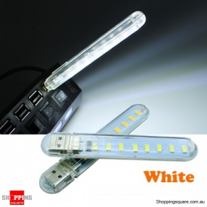 Mini USB 3W SMD5730 Light Lamp Camping 8 LED Night Light DC5V - White