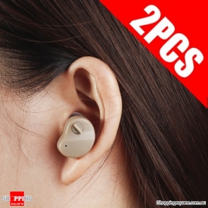 2pcs Portable Digital Hearing Aid Enhancer Mini In-Ear Sound Voice Amplifier