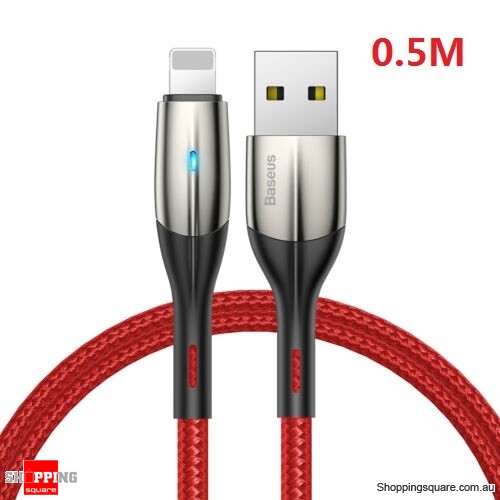 Baseus 0.5M Lightning Cable Fast Charging Charger Cord for iPhone XS XR 8 7 6 iPad Red Colour