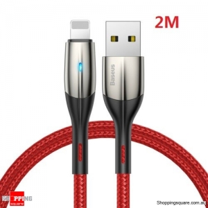 Baseus 2M Lightning Cable Fast Charging Charger Cord for iPhone XS XR 8 7 6 iPad Red Colour