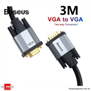 Baseus 3M Premium VGA Cable 1080P VGA Male to Male Extension for PC Laptop Monitor