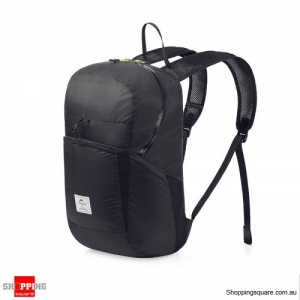 25L Folding Backpack Ultralight Waterproof Foldable Outdoor Sports Travel Bag - Black