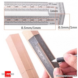180mm 90 Degree Stainless Steel Bend Ruler Woodworking Square Marking Ruler - B