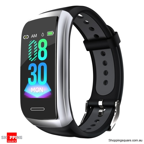 1.14' Color Display Metal Bezel Heart Rate IP68  Smart Watch Band - Gray