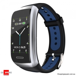 1.14' Color Display Metal Bezel Heart Rate IP68  Smart Watch Band - Blue