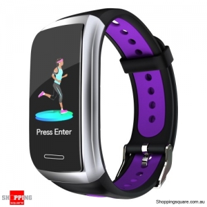 1.14' Color Display Metal Bezel Heart Rate IP68  Smart Watch Band - Purple