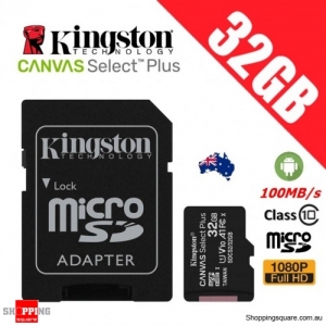 Kingston Canvas Select Plus 32GB micro SD SDHC Memory Card Class 10 100MB/s + Adapter