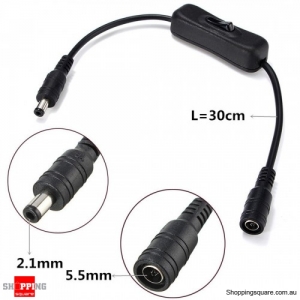5.5 x 2.1mm Power Adapter Cable Connector with On Off Switch for 5050 3528 LED Strip Light DC12V