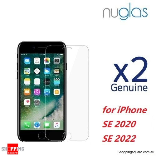 2x NUGLAS Premium Clear Tempered Glass Screen Protector for iPhone SE 2020 / SE 2022