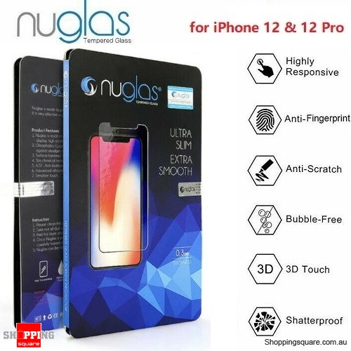 2x NUGLAS Premium Clear Tempered Glass Screen Protector for iPhone 12 & iPhone 12 Pro 6.1"