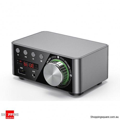 TPA3116 Class D bluetooth 5.0 HIFI 2x50W Stereo Amplifier Support USB TF Card RCA AUX USB Stick - Silver Colour