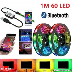 5V USB Bluetooth RGB 5050 LED Strip Lights IP65 Waterproof - 1M 60 LED