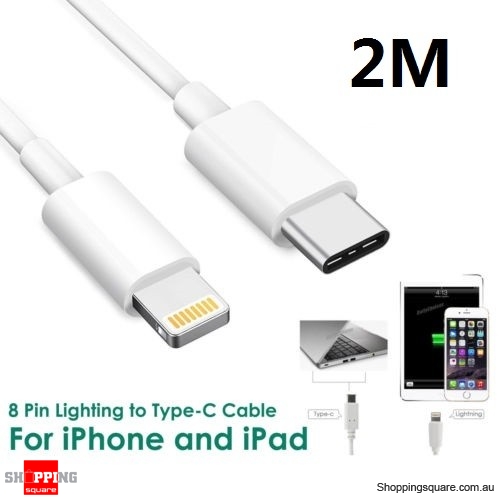 2M USB-C USB 3.1 Type C Male to Lightning 8Pin Data Sync Charger Cable for Macbook iPhone