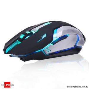 LED Wireless Gaming Mouse USB Rechargeable Ergonomic Optical For PC Laptop - Black Colour