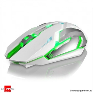 LED Wireless Gaming Mouse USB Rechargeable Ergonomic Optical For PC Laptop - White Colour