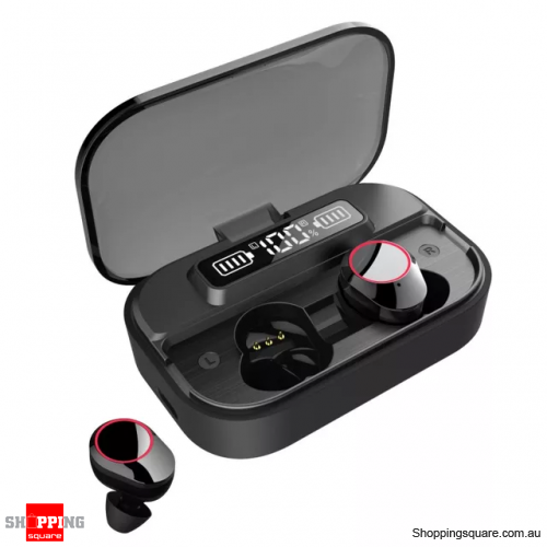 BDI G05 True Wireless Earbuds Bluetooth 5.0 IPX7 Waterproof with LED Display 6D Stereo Sound and 2000mAh Charging Case - Black