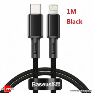 Baseus 1M PD 20W Fast Charging Cable Type C to Lightning Charger for iPhone 12 11 Black Colour