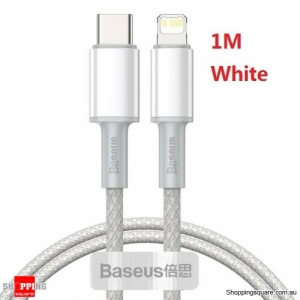 Baseus 1M PD 20W Fast Charging Cable Type C to Lightning Charger for iPhone 12 11 White Colour