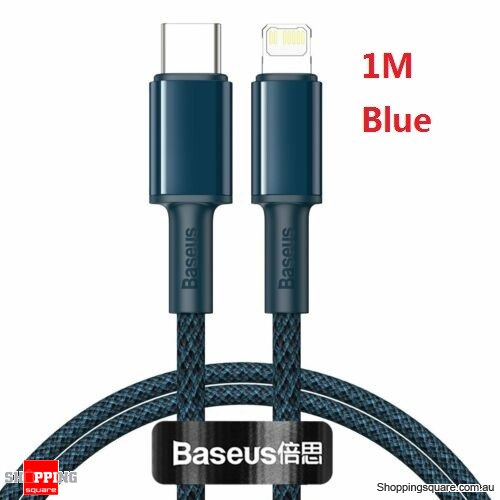 Baseus 1M PD 20W Fast Charging Cable Type C to Lightning Charger for iPhone 12 11 Blue Colour