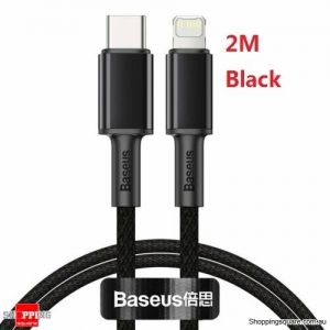 Baseus 2M PD 20W Fast Charging Cable Type C to Lightning Charger for iPhone 12 11 Black Colour