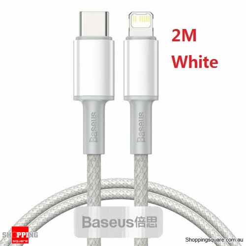 Baseus 2M PD 20W Fast Charging Cable Type C to Lightning Charger for iPhone 12 11 White Colour
