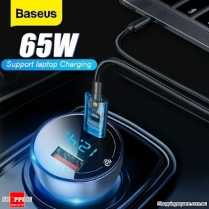 Baseus 65W Car Charger for Phone, Tablet and Laptop PD QC4.0 FAST Charge USB Type C - Black Tarnish