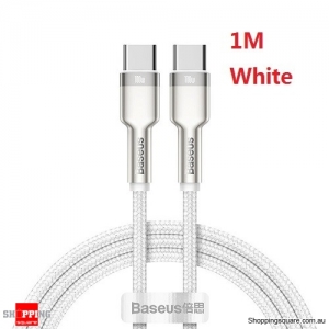 Baseus 1M 100W USB C to USB Type C QC 4.0 PD USB C Fast Charger Cable for MacBook Pro Xiaomi Redmi Note 8 Pro Samsung S20-White