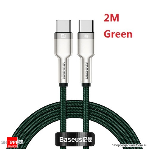 Baseus 2M 100W USB C to USB Type C QC 4.0 PD USB C Fast Charger Cable for MacBook Pro Xiaomi Redmi Note 8 Pro Samsung S20-Green
