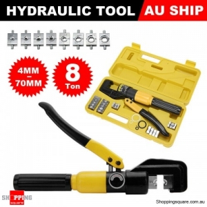 8 Ton Hydraulic Wire Crimper 9 Dies Lug Cable Force Crimping Tool Kit 4-70mm
