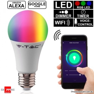 V-TAC Smart light VT-5119 10W LED Bulb WiFi E27 A60 RGB+3IN1 dimmable works with smartphone