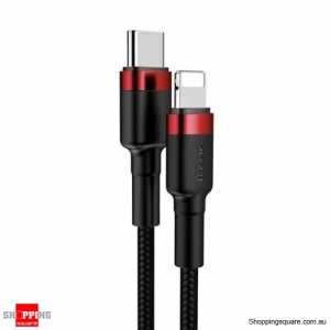 Baseus 1M 18W PD Cable USB C to Lightning Charging Cable for iPhone 12 11 Pro XS Max Red Black Colour AU
