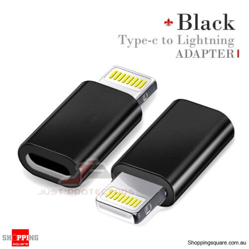 USB Type C To Apple iPhone 8 Pin Lightning OTG Adapter Cable Converter Charger Black Colour AU
