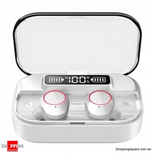 BDI G05 True Wireless Earbuds Bluetooth 5.0 IPX7 Waterproof with LED Display 6D Stereo Sound and 2000mAh Charging Case - White