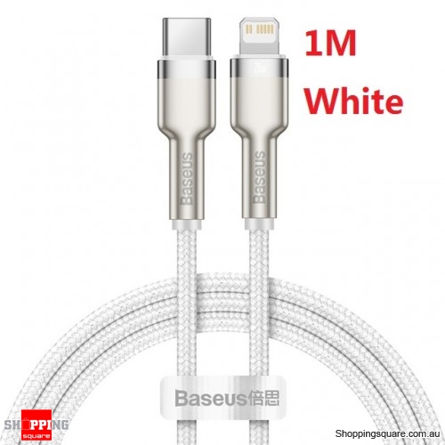 Baseus 1M PD 20W Fast Charge USB C Cable for iPhone 12 11 Pro Max Macbook Pro - White
