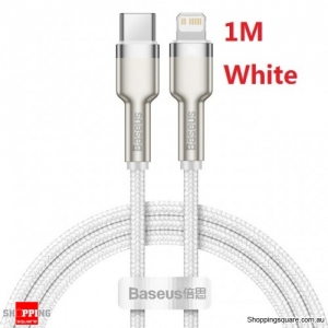 Baseus 1M PD 20W Fast Charge USB C Cable for iPhone 12 11 Pro Max Macbook Pro - White