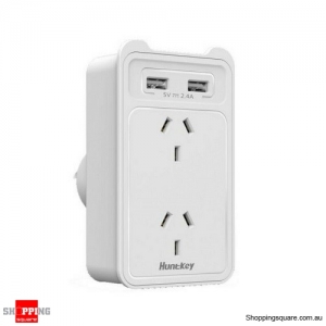 2 Socket Wall Power Station with 2 USB Charging Ports